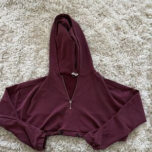 Burgundy Half-Zip Hooded Pullover